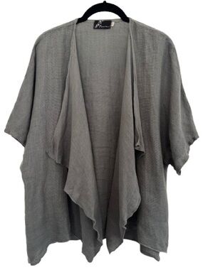 Fenini Grey Open Front Cardigan Lagenlook Minimalist Drapey